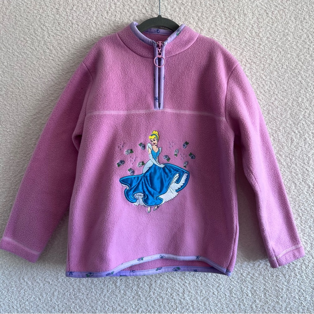 Disney Classics Vintage Girls Pink Cinderella Fleece Pullover Size‎ Large 10/12
